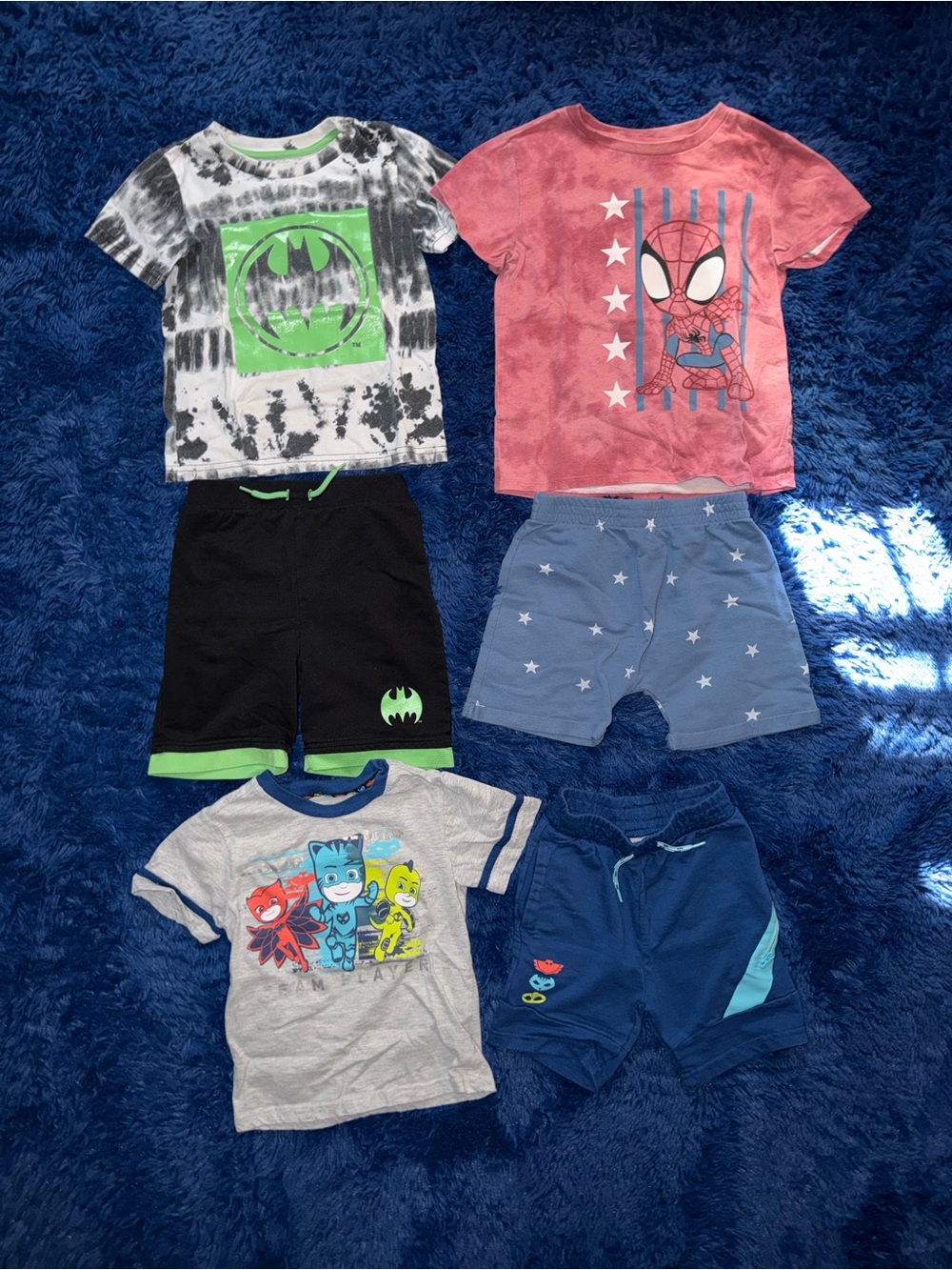 Boys Superhero Tee & Short Set - Batman, Spider-Man, PJ Masks 5T